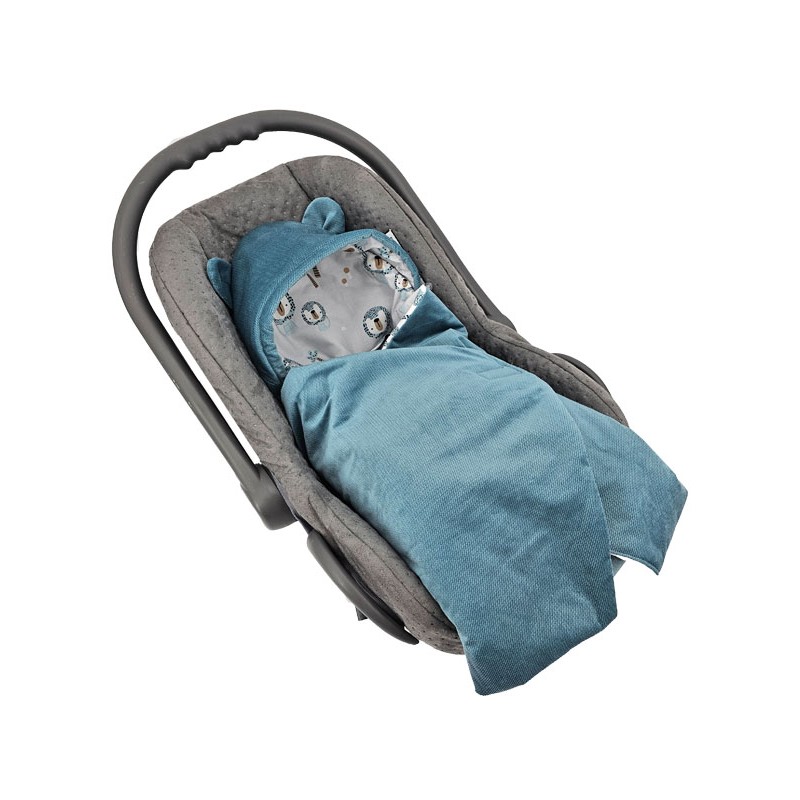 Spací pytel pro tříbodové a pětibodové pásy autosedačky VELVET LION/GREEN SEA