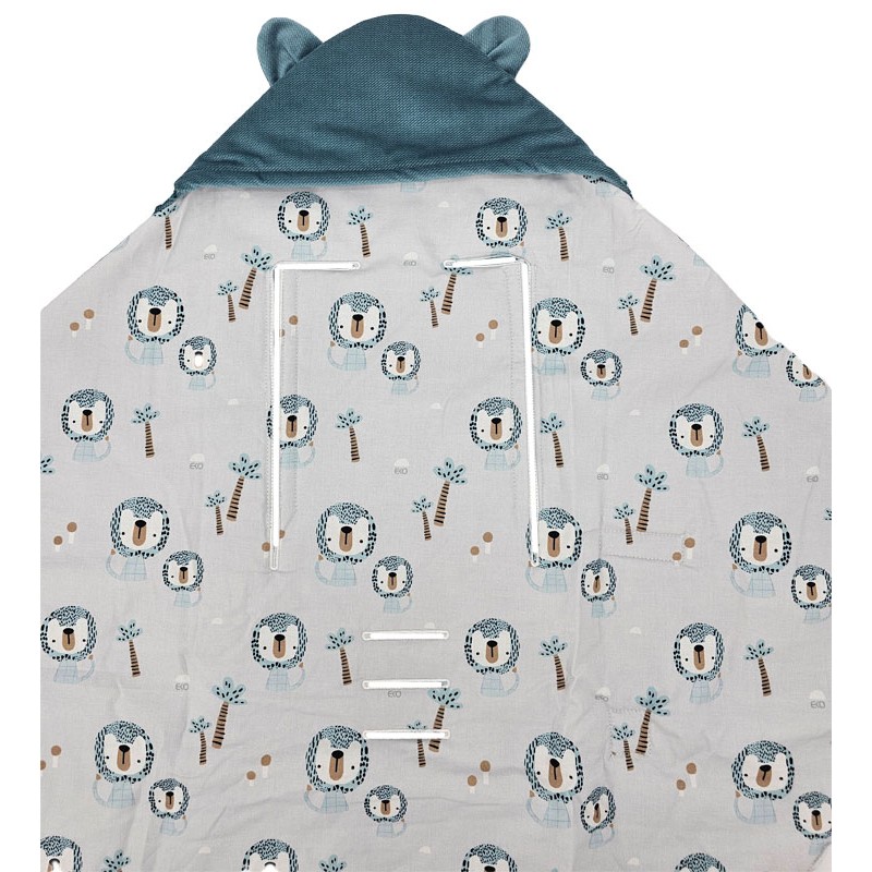 Spací pytel pro tříbodové a pětibodové pásy autosedačky VELVET LION/GREEN SEA