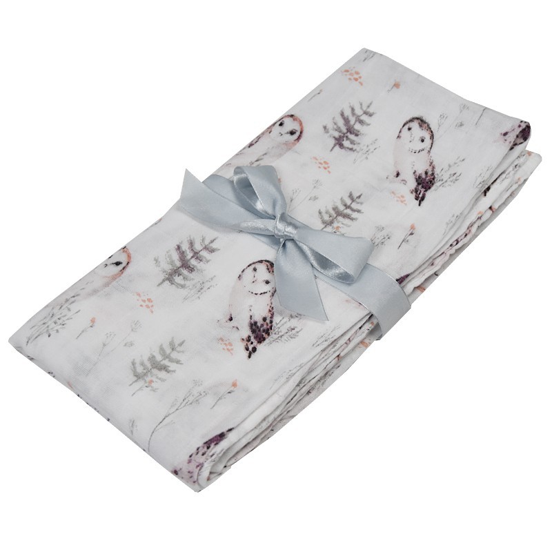 BAMBUS-PUCKTUCH 120 x 120 cm OWLS VERPACKUNGSBEUTEL