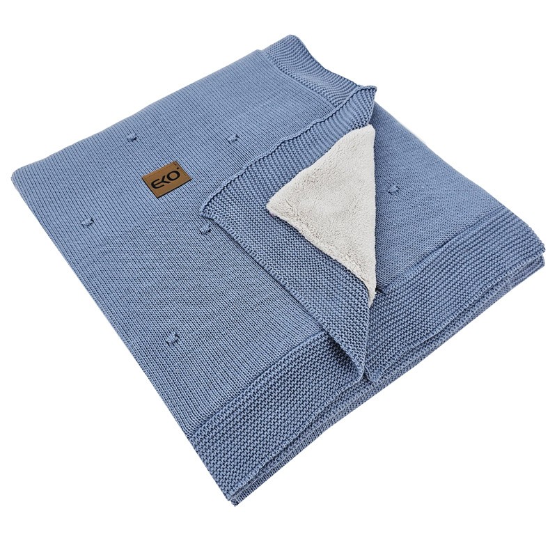 Decke mit Fellfutter JEANS Decke mit Fellfutter JEANS