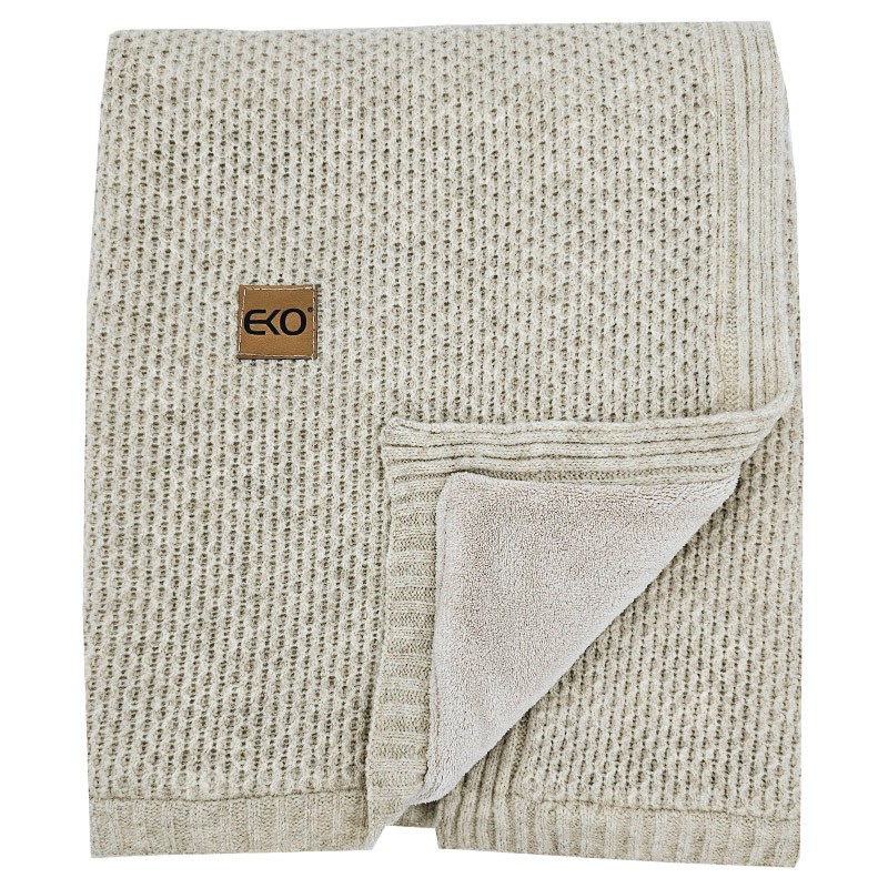 Pletenica žersej dekica s krzna podstavom BEIGE