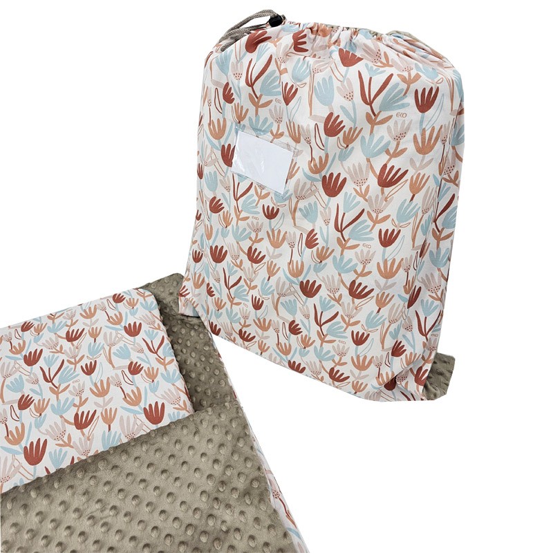 Sac de couchage pour enfant d'âge préscolaire 70 x 140 cm avec sac BEIGE FLOWERS Sac de couchage pour enfant d'âge préscolaire 70 x 140 cm avec sac BEIGE FLOWERS
