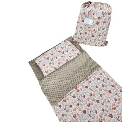 Sac de couchage pour enfant d'âge préscolaire 70 x 140 cm avec sac BEIGE FLOWERS