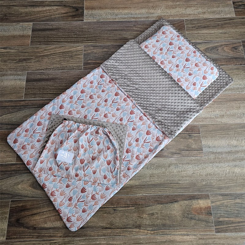 Sac de couchage pour enfant d'âge préscolaire 70 x 140 cm avec sac BEIGE FLOWERS Sac de couchage pour enfant d'âge préscolaire 70 x 140 cm avec sac BEIGE FLOWERS