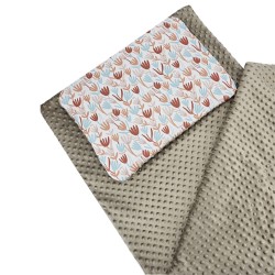 Schlafsack für Kinder im Vorschulalter 70 x 140 cm mit Tasche BEIGE FLOWERS