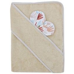 Bamboo bath cover BEIGE FLOWERS/HONEY