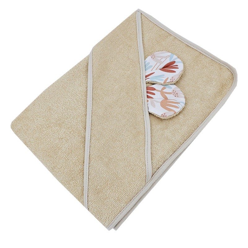 Bamboo bath cover BEIGE FLOWERS/HONEY