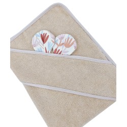 Bamboo bath cover BEIGE FLOWERS/HONEY