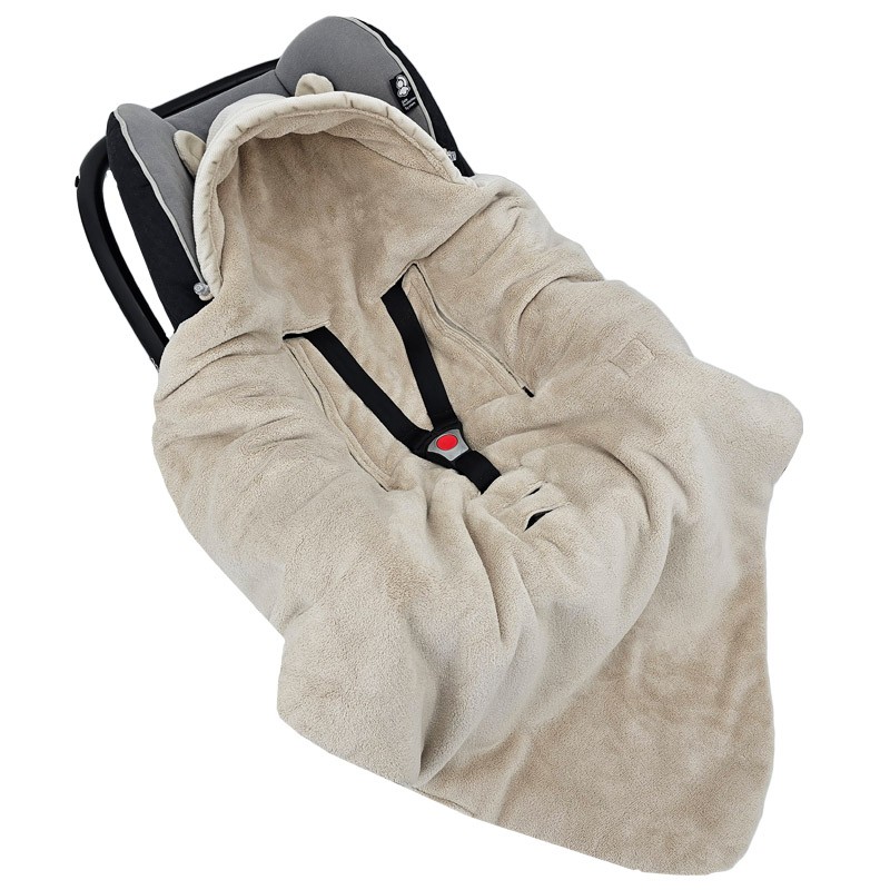 Schlafsack für Autositz VELVET 3- und 5-Punkt-Gurt LIGHT BEIGE