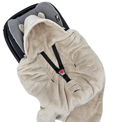 Schlafsack für Autositz VELVET 3- und 5-Punkt-Gurt LIGHT BEIGE