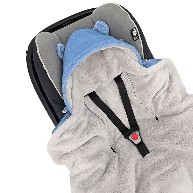 Schlafsack für Autositz VELVET 3- und 5-Punkt-Gurt BLUE