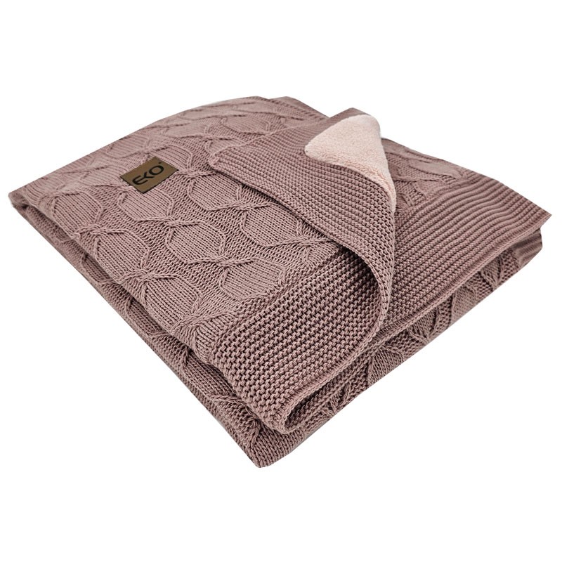 Pletenica žersej dekica s krzna podstavom LILAC