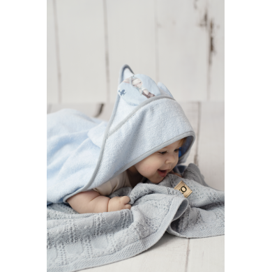 Badetuch aus Bambus PILOT BEAR/BLUE