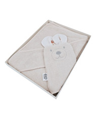 Couverture de bain et gant de toilette en bambou EKO BEIGE MEADOW