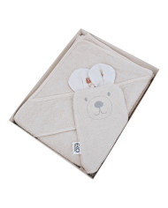 Bambus-Badehaube und Waschlappen EKO BEIGE MEADOW