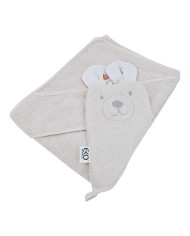 Bambus-Badehaube und Waschlappen EKO BEIGE MEADOW