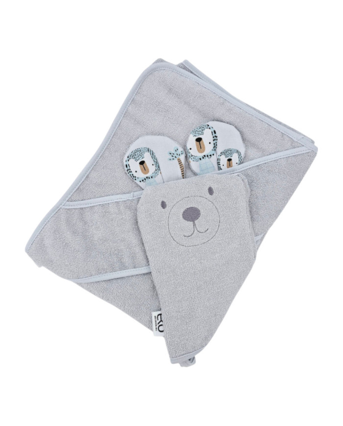 Couverture de bain et gant de toilette en bambou EKO LION