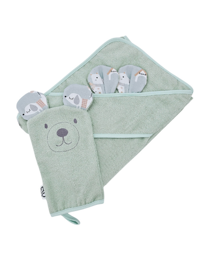 Bambus-Badehaube und Waschlappen EKO DOGS