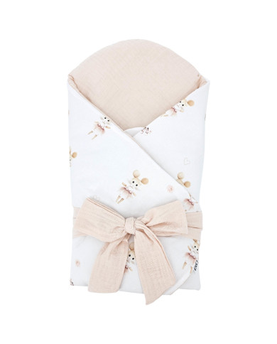 Printed Cotton+Muslin Swaddle Blanket with Coconut BALLERINA MOUSE Printed Cotton+Muslin Swaddle Blanket with Coconut BALLERINA MOUSE