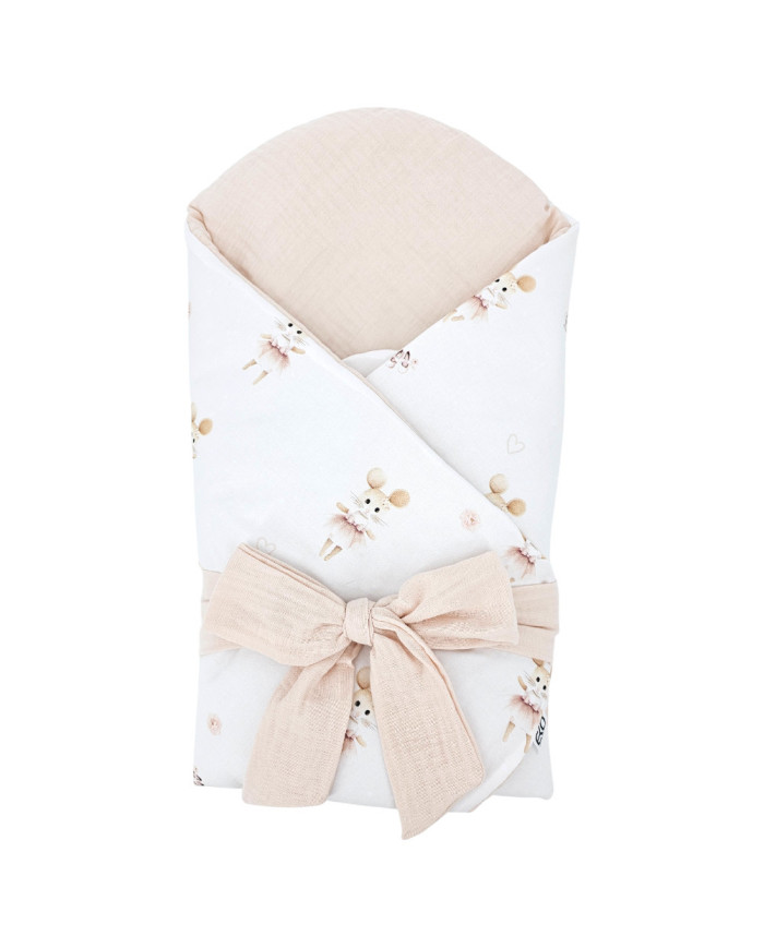 Printed Cotton+Muslin Swaddle Blanket with Coconut BALLERINA MOUSE Printed Cotton+Muslin Swaddle Blanket with Coconut BALLERINA MOUSE