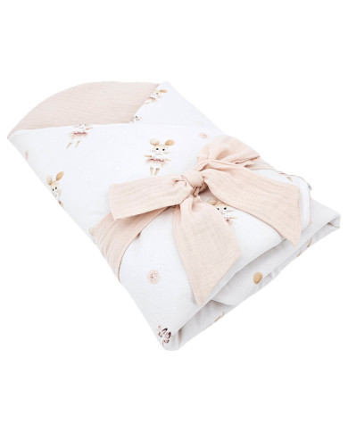 Printed Cotton+Muslin Swaddle Blanket with Coconut BALLERINA MOUSE Printed Cotton+Muslin Swaddle Blanket with Coconut BALLERINA MOUSE
