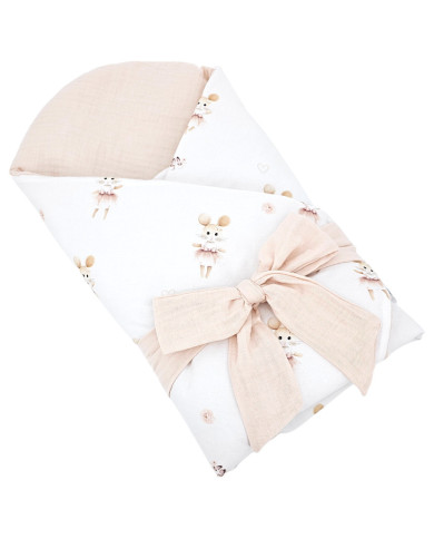 Printed Cotton+Muslin Swaddle Blanket with Coconut BALLERINA MOUSE Printed Cotton+Muslin Swaddle Blanket with Coconut BALLERINA MOUSE