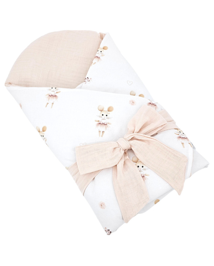 Printed Cotton+Muslin Swaddle Blanket with Coconut BALLERINA MOUSE Printed Cotton+Muslin Swaddle Blanket with Coconut BALLERINA MOUSE