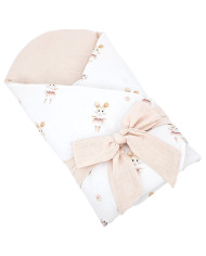 Printed Cotton+Muslin Swaddle Blanket with Coconut BALLERINA MOUSE Printed Cotton+Muslin Swaddle Blanket with Coconut BALLERINA MOUSE