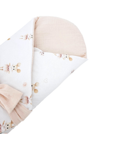 Printed Cotton+Muslin Swaddle Blanket with Coconut BALLERINA MOUSE Printed Cotton+Muslin Swaddle Blanket with Coconut BALLERINA MOUSE