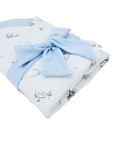 Printed Cotton+Muslin Swaddle Blanket with Coconut PILOT BEAR Printed Cotton+Muslin Swaddle Blanket with Coconut PILOT BEAR