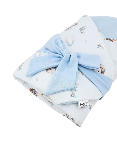 Printed Cotton+Muslin Swaddle Blanket with Coconut PILOT BEAR Printed Cotton+Muslin Swaddle Blanket with Coconut PILOT BEAR