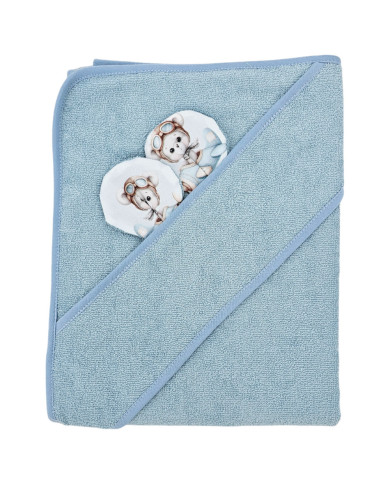 Bambusz fürdőlepedő PILOT BEAR/BLUE Bambusz fürdőlepedő PILOT BEAR/BLUE