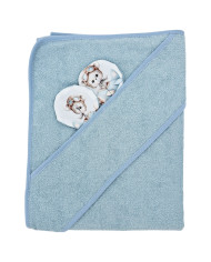 Bamboo bath cover PILOT BEAR/BLUE