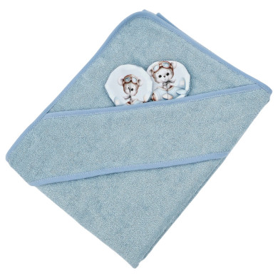 Badetuch aus Bambus PILOT BEAR/BLUE