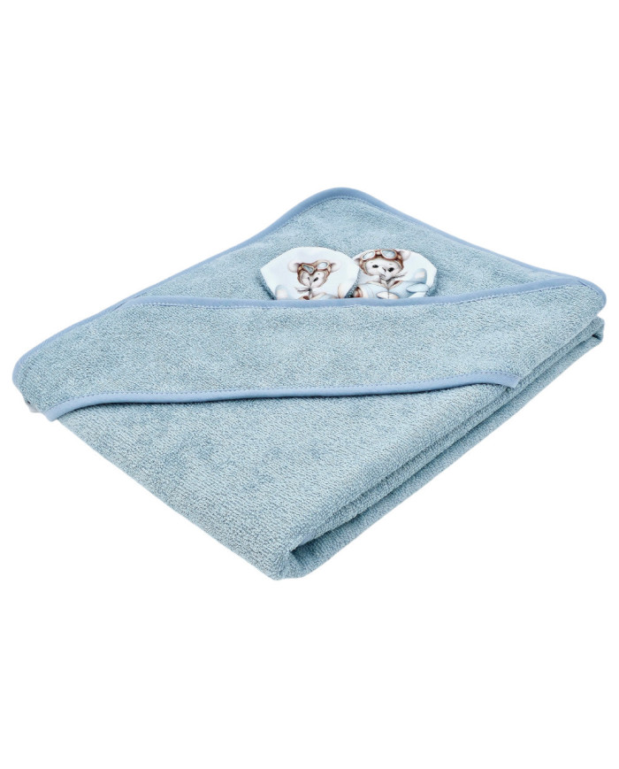 Serviette de bain en bambou PILOT BEAR/BLUE Serviette de bain en bambou PILOT BEAR/BLUE