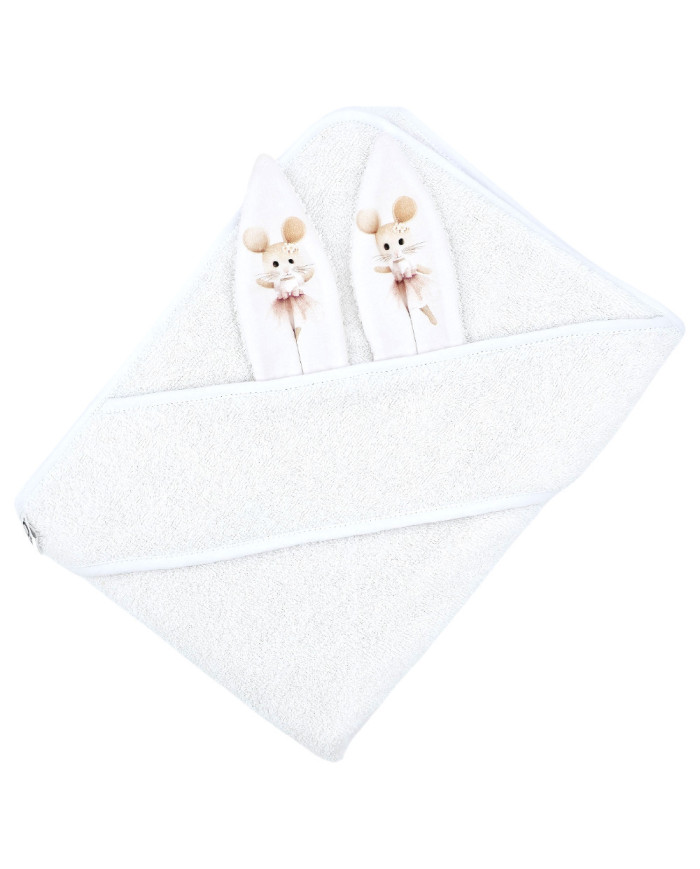 Cotton bath robe BALLERINA MOUSE/WHITE Cotton bath robe BALLERINA MOUSE/WHITE