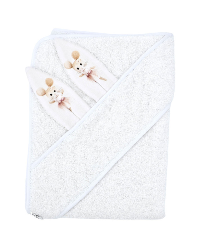 Peignoir en coton BALLERINA MOUSE/WHITE