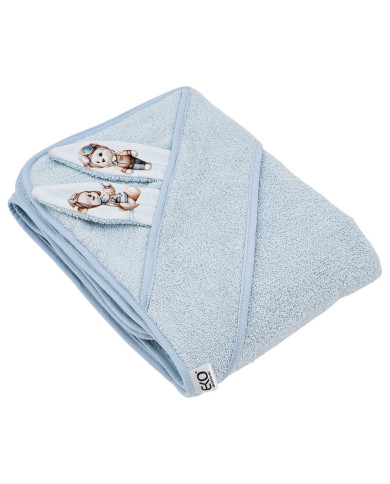 Cotton bath robe PILOT BEAR/LIGHT BLUE Cotton bath robe PILOT BEAR/LIGHT BLUE