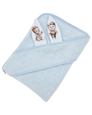 Peignoir en coton PILOT BEAR/LIGHT BLUE
