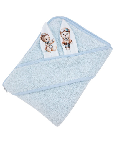 Pamut fürdőköpeny PILOT BEAR/LIGHT BLUE Pamut fürdőköpeny PILOT BEAR/LIGHT BLUE