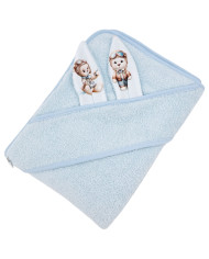 Peignoir en coton PILOT BEAR/LIGHT BLUE
