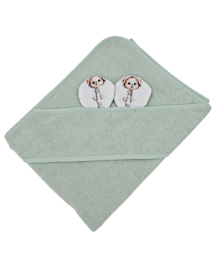 Bamboo bath cover GARDENER BEAR/MINT Bamboo bath cover GARDENER BEAR/MINT