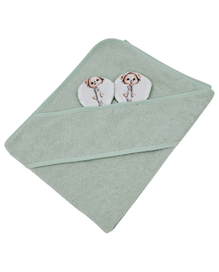 Bamboo bath cover GARDENER BEAR/MINT Bamboo bath cover GARDENER BEAR/MINT