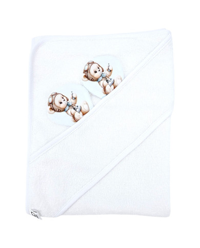 Serviette de bain en bambou PILOT BEAR/WHITE Serviette de bain en bambou PILOT BEAR/WHITE