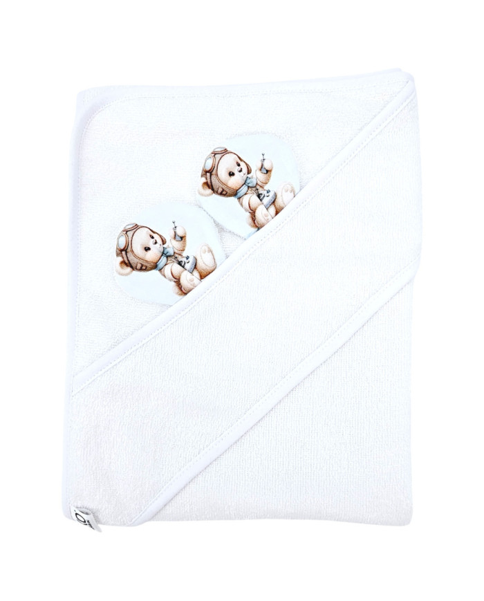 Serviette de bain en bambou PILOT BEAR/WHITE
