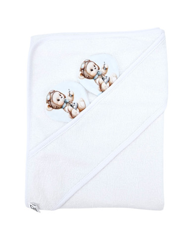 Serviette de bain en bambou PILOT BEAR/WHITE Serviette de bain en bambou PILOT BEAR/WHITE