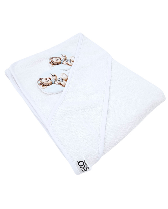 Serviette de bain en bambou PILOT BEAR/WHITE