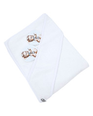 Bamboo bath cover PILOT BEAR/WHITE