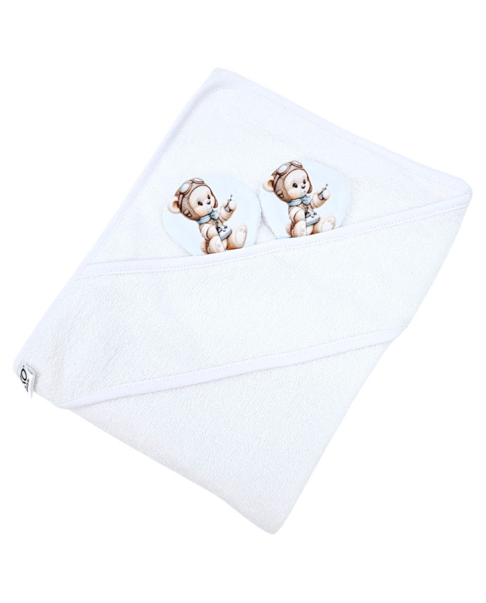 Bambusa vannas dvielis PILOT BEAR/WHITE