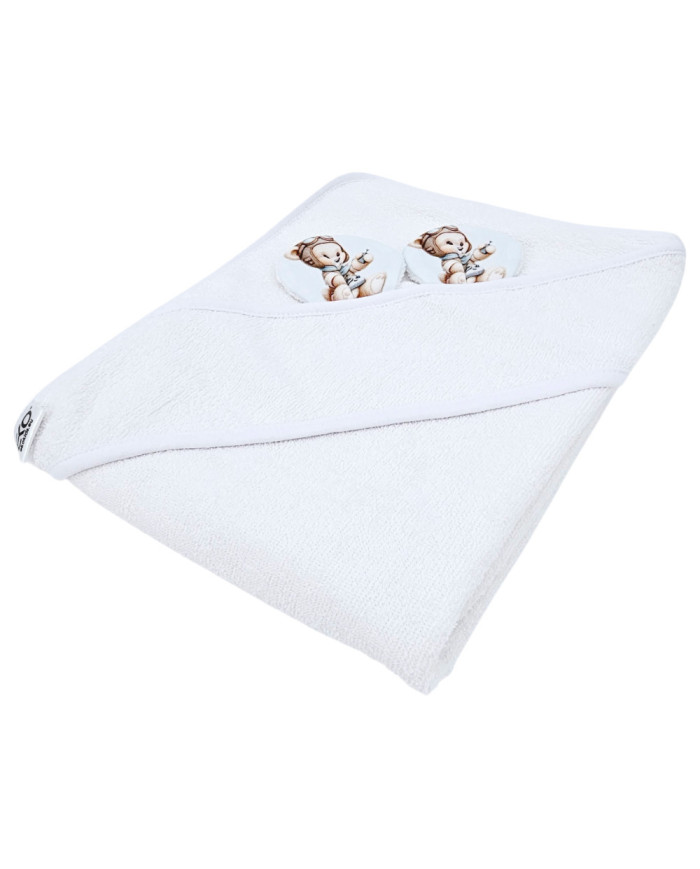 Serviette de bain en bambou PILOT BEAR/WHITE
